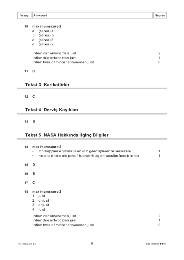 Correctievoorschrift examen HAVO Turks 2024, tijdvak 1. Pagina 6
