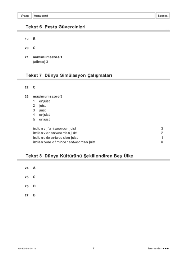 Correctievoorschrift examen HAVO Turks 2024, tijdvak 1. Pagina 7