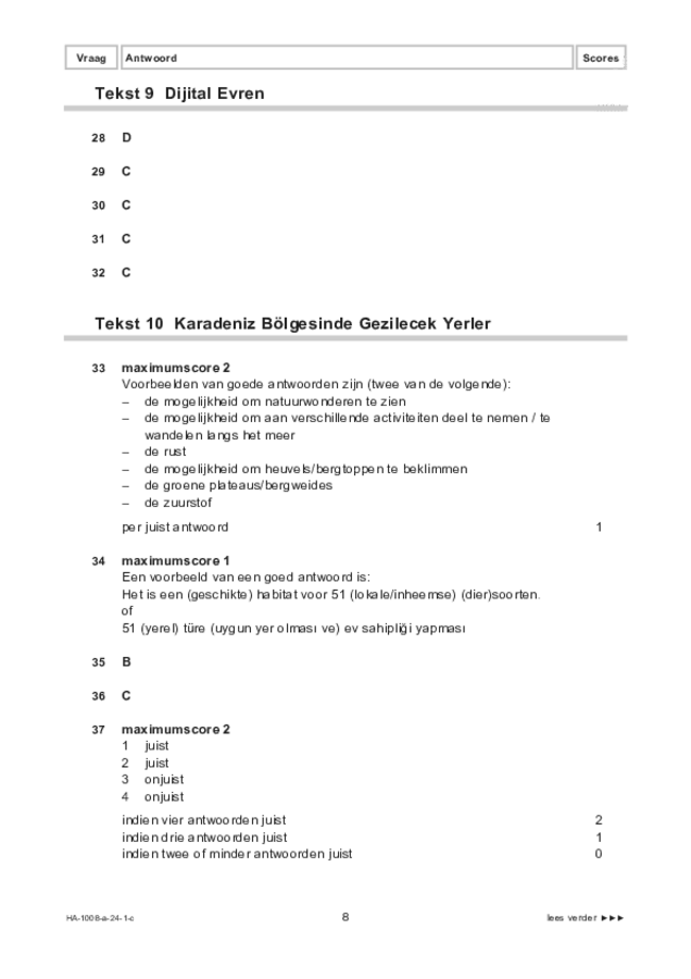 Correctievoorschrift examen HAVO Turks 2024, tijdvak 1. Pagina 8