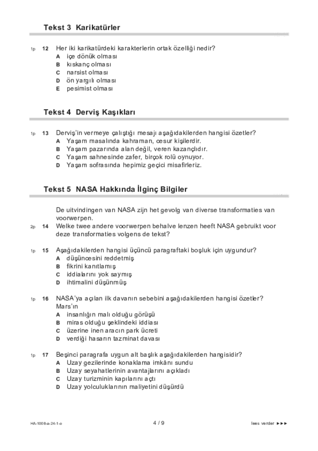 Opgaven examen HAVO Turks 2024, tijdvak 1. Pagina 4