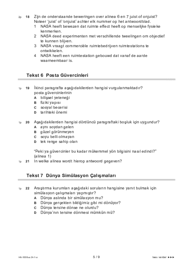 Opgaven examen HAVO Turks 2024, tijdvak 1. Pagina 5