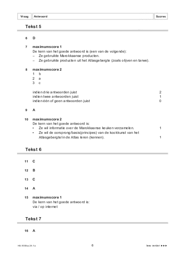 Correctievoorschrift examen HAVO Arabisch 2024, tijdvak 1. Pagina 6