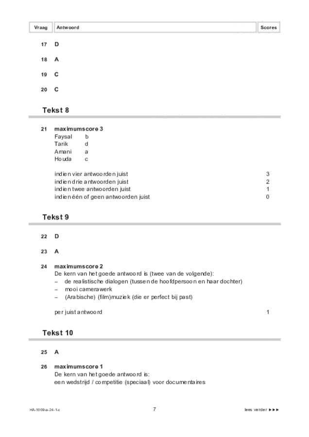 Correctievoorschrift examen HAVO Arabisch 2024, tijdvak 1. Pagina 7