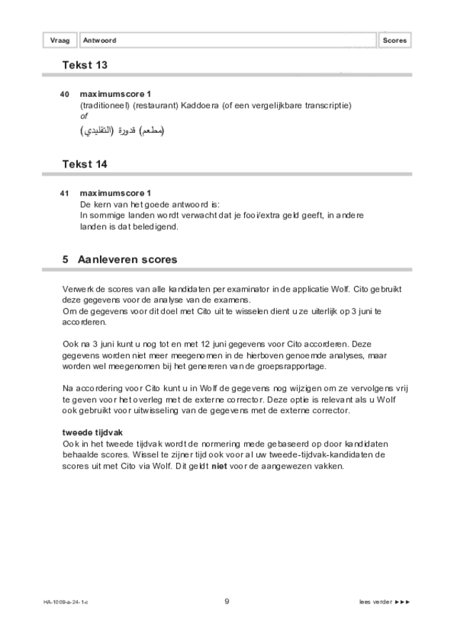 Correctievoorschrift examen HAVO Arabisch 2024, tijdvak 1. Pagina 9