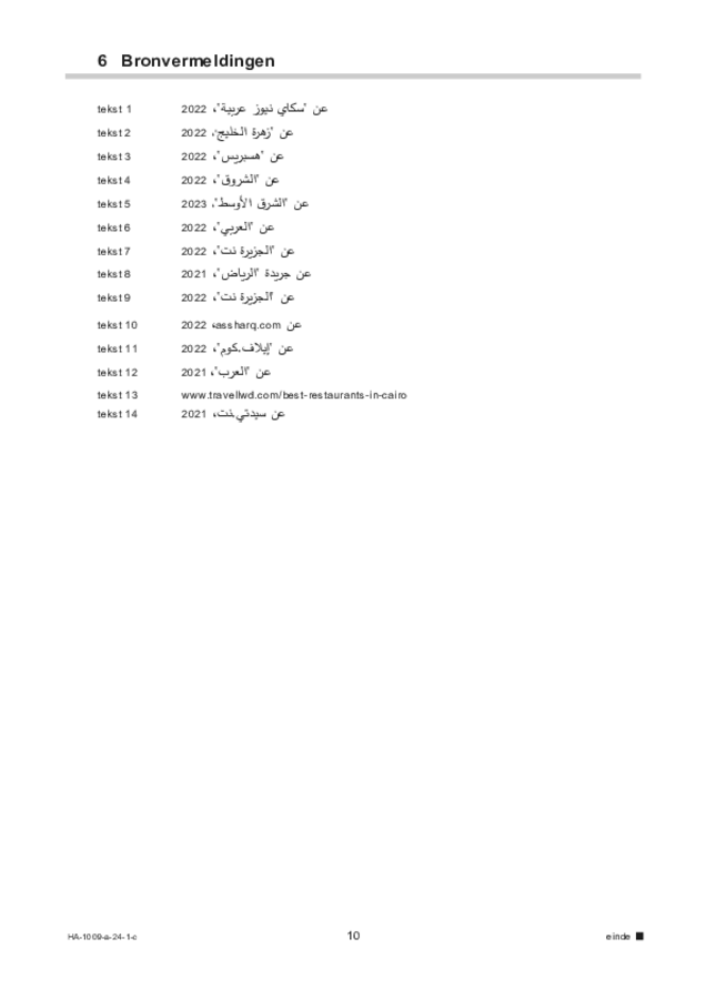 Correctievoorschrift examen HAVO Arabisch 2024, tijdvak 1. Pagina 10