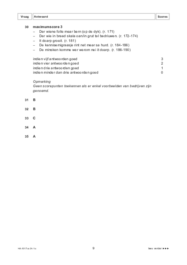 Correctievoorschrift examen HAVO Fries 2024, tijdvak 1. Pagina 9