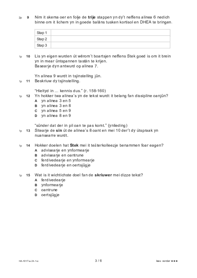 Opgaven examen HAVO Fries 2024, tijdvak 1. Pagina 3