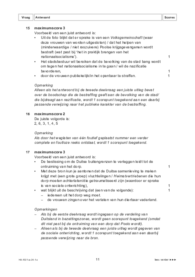 Correctievoorschrift examen HAVO geschiedenis 2024, tijdvak 1. Pagina 11