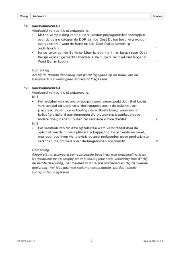 Correctievoorschrift examen HAVO geschiedenis 2024, tijdvak 1. Pagina 12