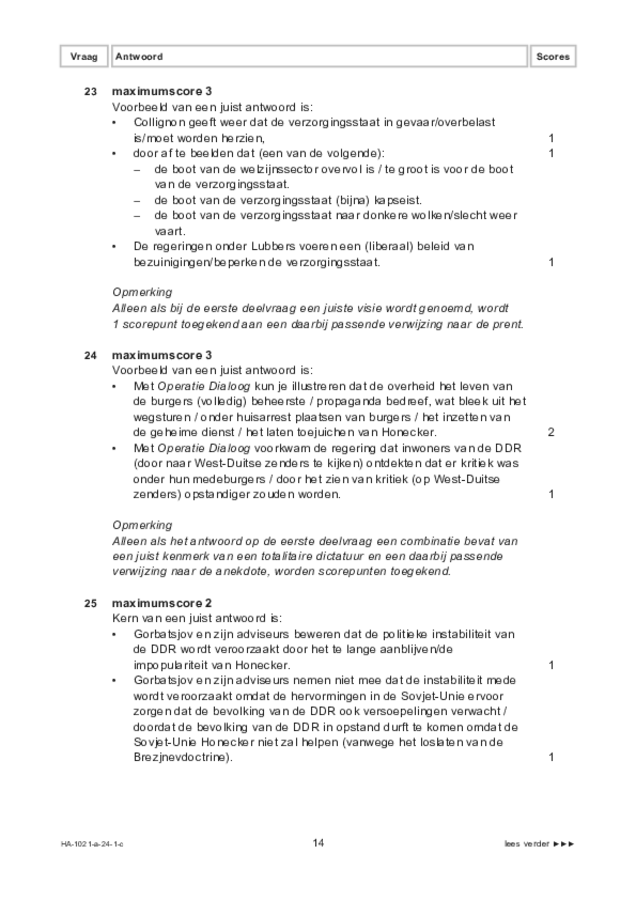 Correctievoorschrift examen HAVO geschiedenis 2024, tijdvak 1. Pagina 14