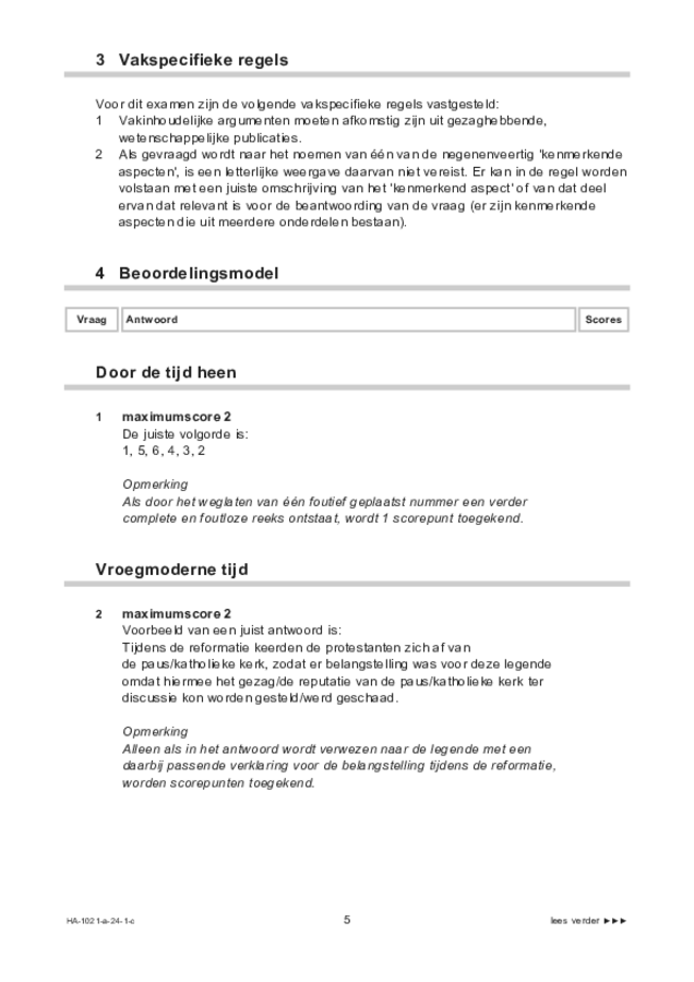 Correctievoorschrift examen HAVO geschiedenis 2024, tijdvak 1. Pagina 5