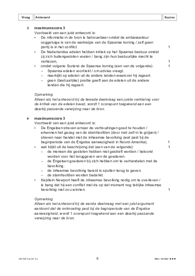 Correctievoorschrift examen HAVO geschiedenis 2024, tijdvak 1. Pagina 6