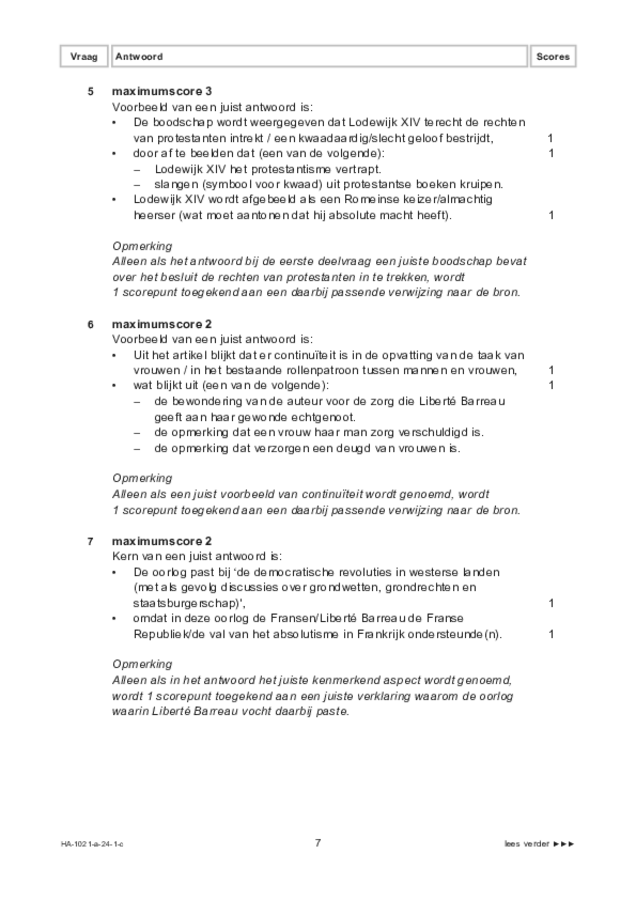 Correctievoorschrift examen HAVO geschiedenis 2024, tijdvak 1. Pagina 7