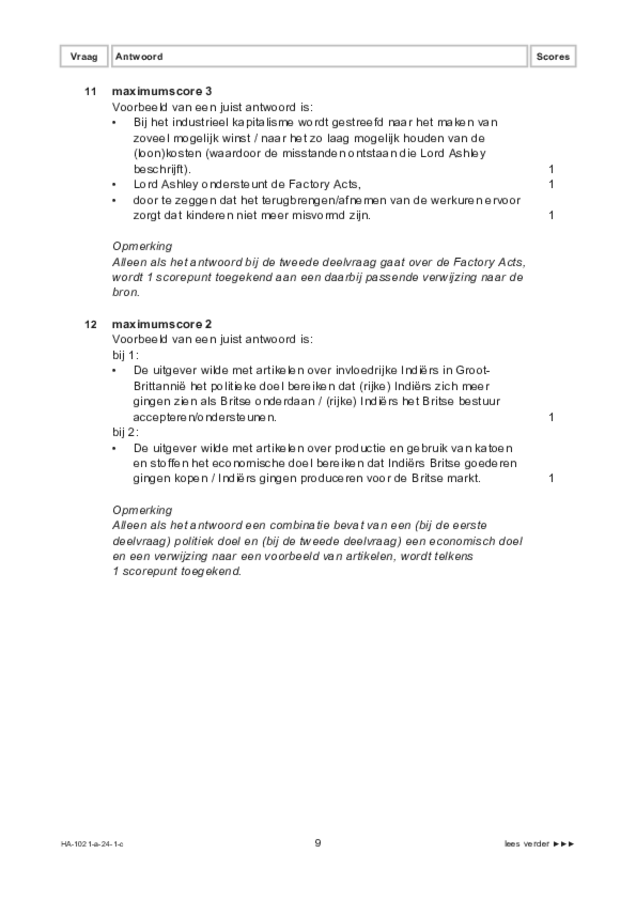 Correctievoorschrift examen HAVO geschiedenis 2024, tijdvak 1. Pagina 9