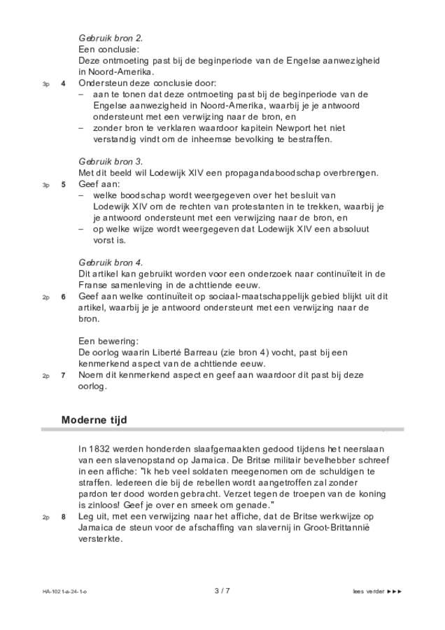 Opgaven examen HAVO geschiedenis 2024, tijdvak 1. Pagina 3