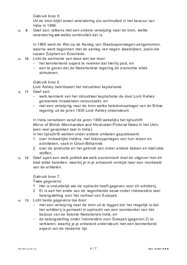 Opgaven examen HAVO geschiedenis 2024, tijdvak 1. Pagina 4