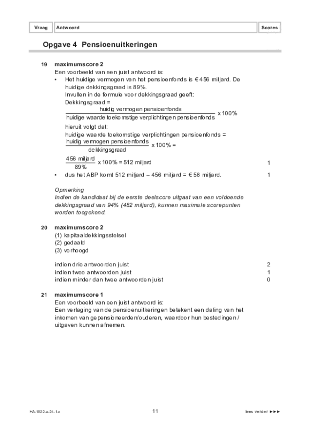 Correctievoorschrift examen HAVO economie 2024, tijdvak 1. Pagina 11