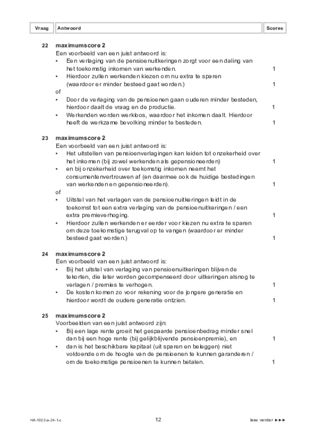 Correctievoorschrift examen HAVO economie 2024, tijdvak 1. Pagina 12