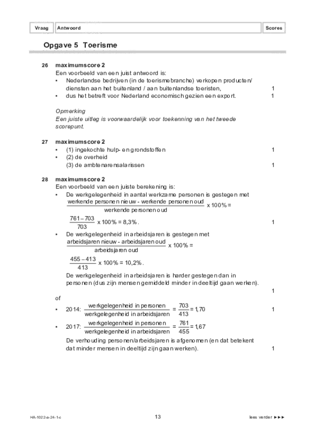 Correctievoorschrift examen HAVO economie 2024, tijdvak 1. Pagina 13