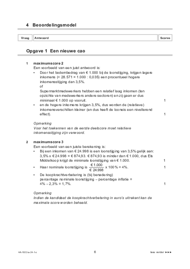 Correctievoorschrift examen HAVO economie 2024, tijdvak 1. Pagina 6