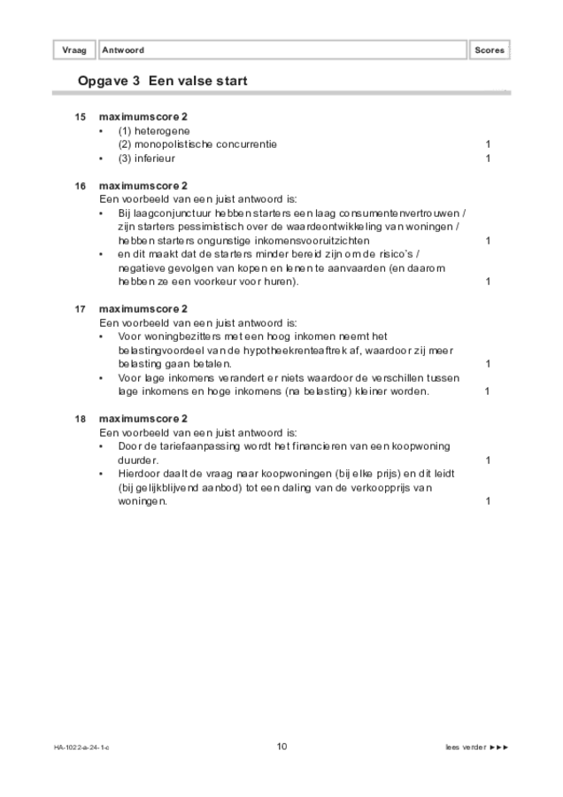 Correctievoorschrift examen HAVO economie 2024, tijdvak 1. Pagina 10