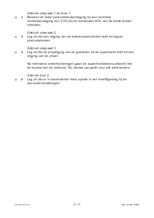 Opgaven examen HAVO economie 2024, tijdvak 1. Pagina 3