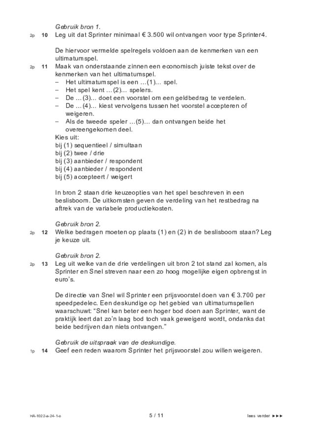 Opgaven examen HAVO economie 2024, tijdvak 1. Pagina 5