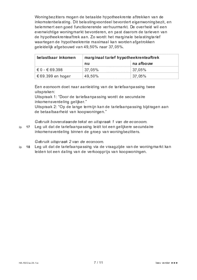 Opgaven examen HAVO economie 2024, tijdvak 1. Pagina 7