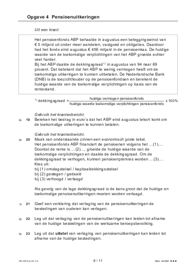 Opgaven examen HAVO economie 2024, tijdvak 1. Pagina 8