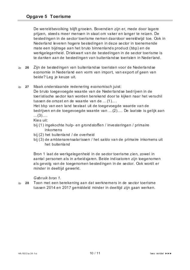 Opgaven examen HAVO economie 2024, tijdvak 1. Pagina 10