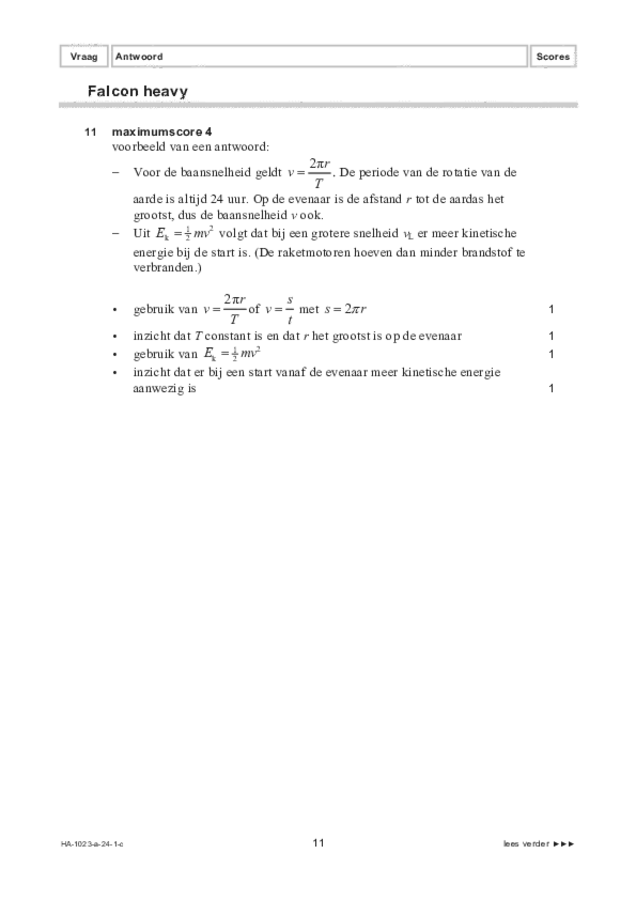 Correctievoorschrift examen HAVO natuurkunde 2024, tijdvak 1. Pagina 11