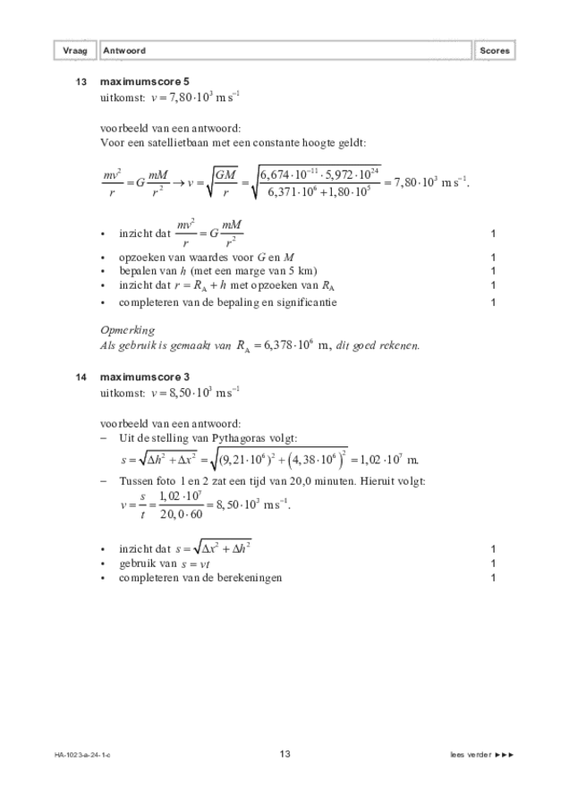 Correctievoorschrift examen HAVO natuurkunde 2024, tijdvak 1. Pagina 13
