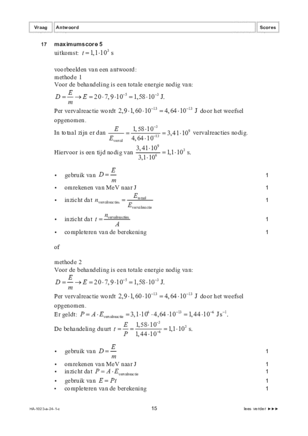 Correctievoorschrift examen HAVO natuurkunde 2024, tijdvak 1. Pagina 15