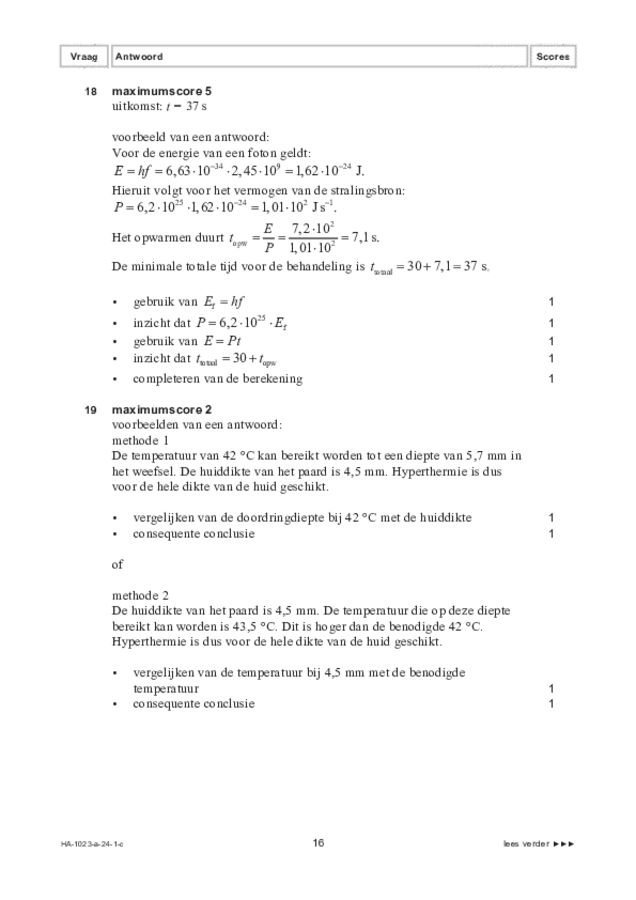 Correctievoorschrift examen HAVO natuurkunde 2024, tijdvak 1. Pagina 16