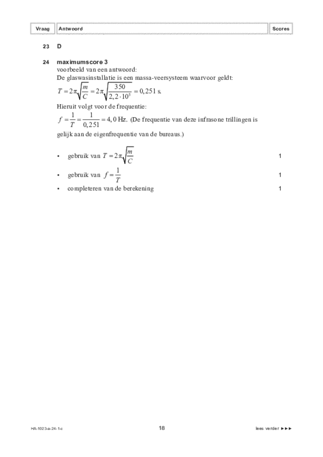 Correctievoorschrift examen HAVO natuurkunde 2024, tijdvak 1. Pagina 18