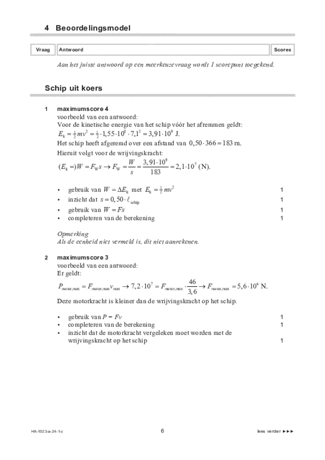 Correctievoorschrift examen HAVO natuurkunde 2024, tijdvak 1. Pagina 6