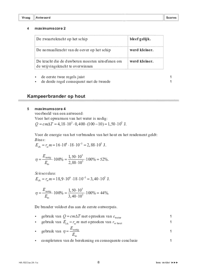 Correctievoorschrift examen HAVO natuurkunde 2024, tijdvak 1. Pagina 8