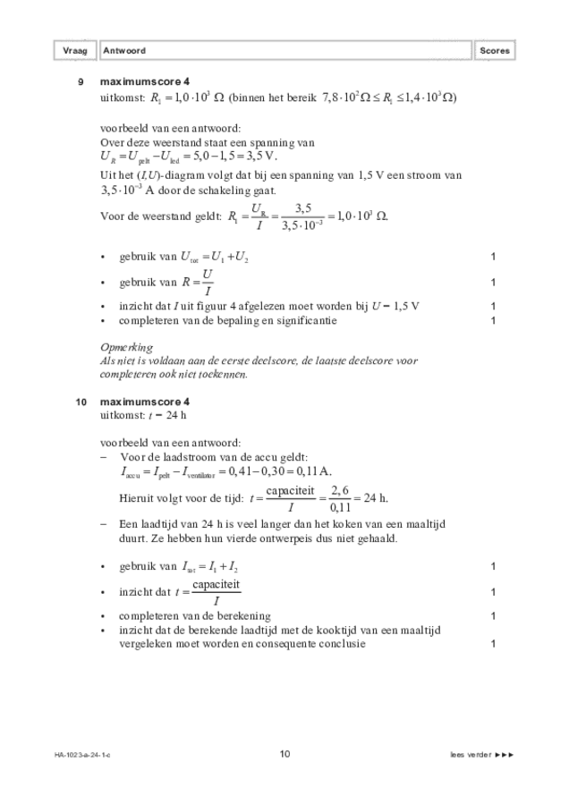 Correctievoorschrift examen HAVO natuurkunde 2024, tijdvak 1. Pagina 10