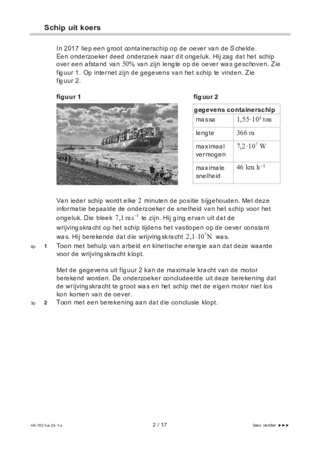 Opgaven examen HAVO natuurkunde 2024, tijdvak 1. Pagina 2