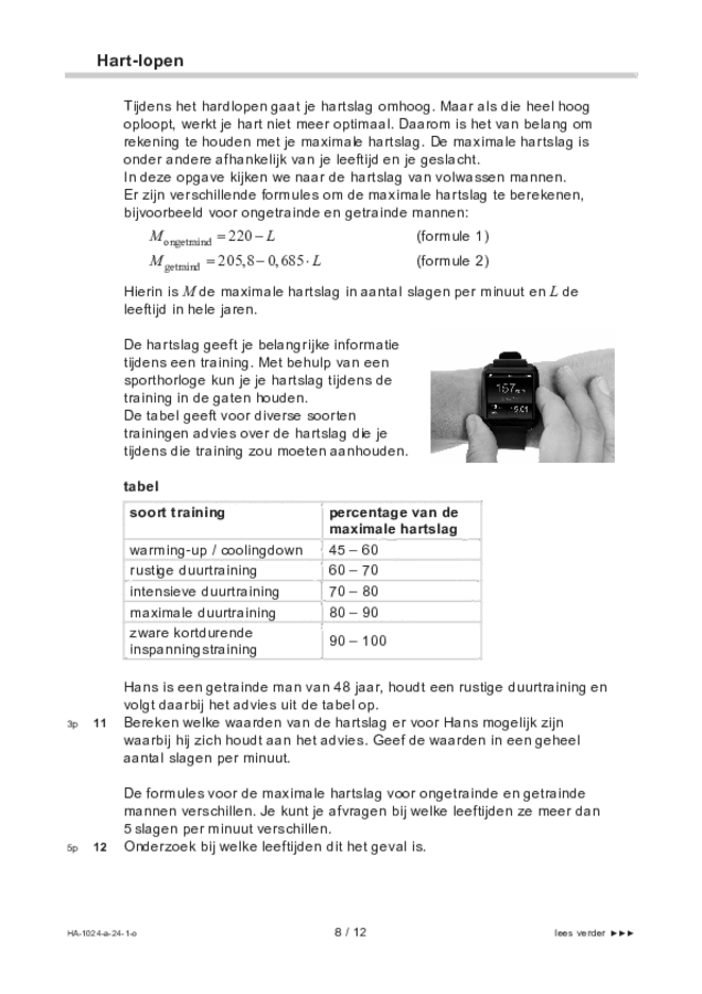 Opgaven examen HAVO wiskunde A 2024, tijdvak 1. Pagina 8