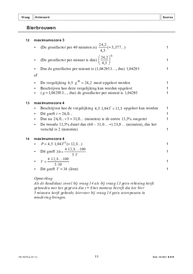 Correctievoorschrift examen HAVO wiskunde B 2024, tijdvak 1. Pagina 11