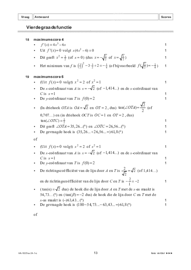 Correctievoorschrift examen HAVO wiskunde B 2024, tijdvak 1. Pagina 13