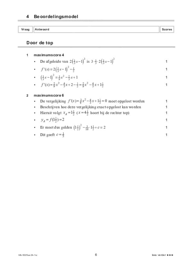 Correctievoorschrift examen HAVO wiskunde B 2024, tijdvak 1. Pagina 6