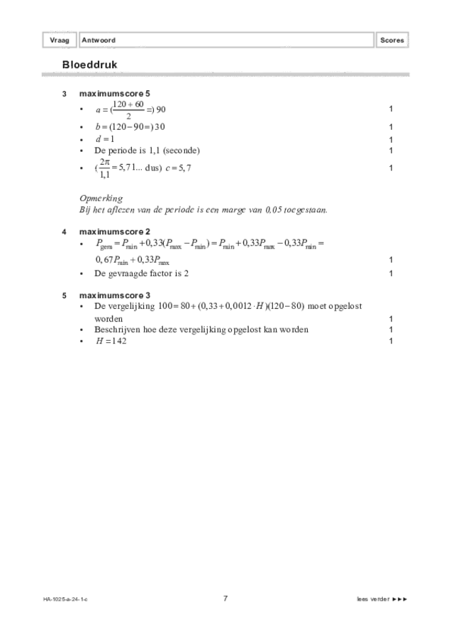 Correctievoorschrift examen HAVO wiskunde B 2024, tijdvak 1. Pagina 7
