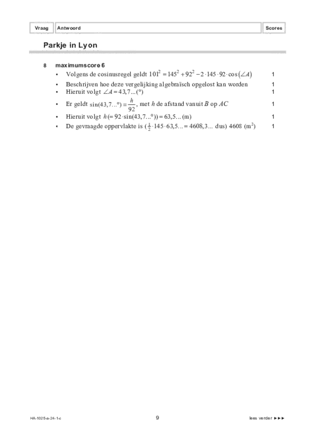 Correctievoorschrift examen HAVO wiskunde B 2024, tijdvak 1. Pagina 9