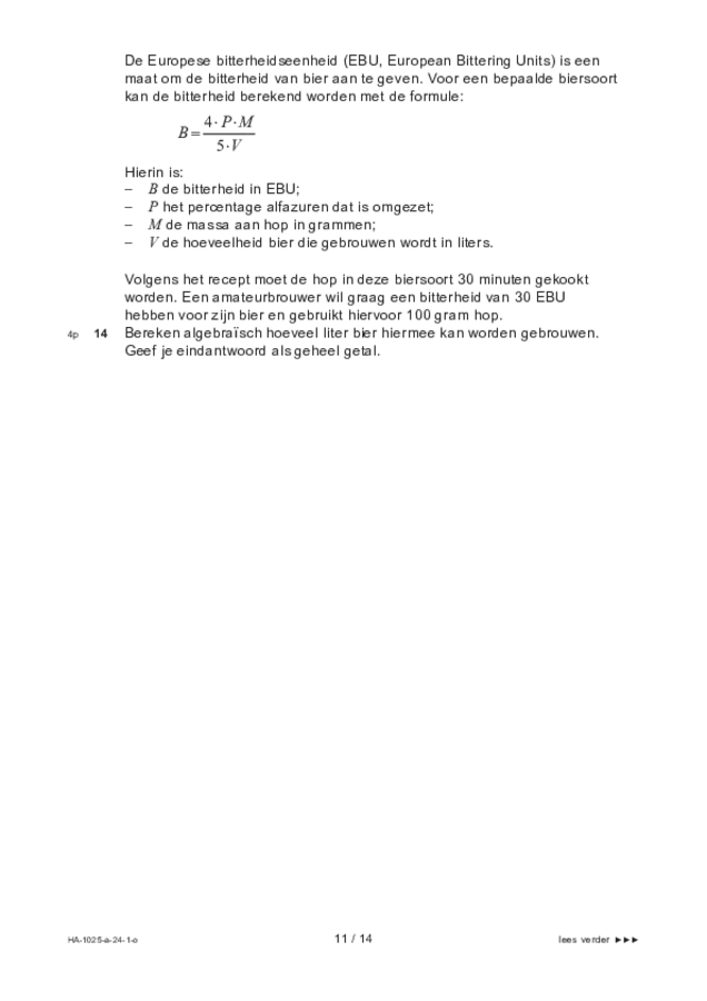 Opgaven examen HAVO wiskunde B 2024, tijdvak 1. Pagina 11