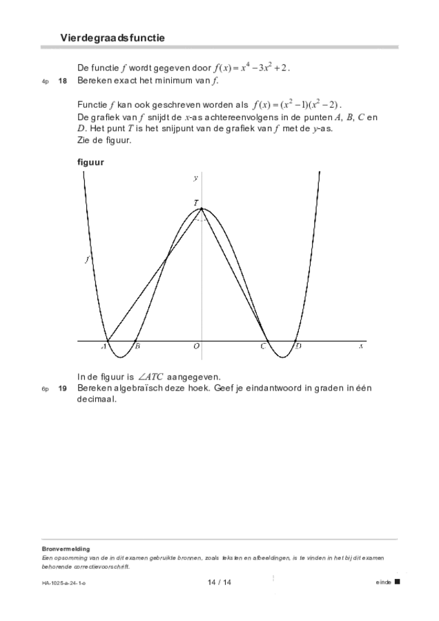 Opgaven examen HAVO wiskunde B 2024, tijdvak 1. Pagina 14