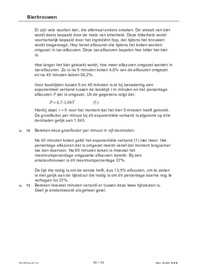 Opgaven examen HAVO wiskunde B 2024, tijdvak 1. Pagina 10