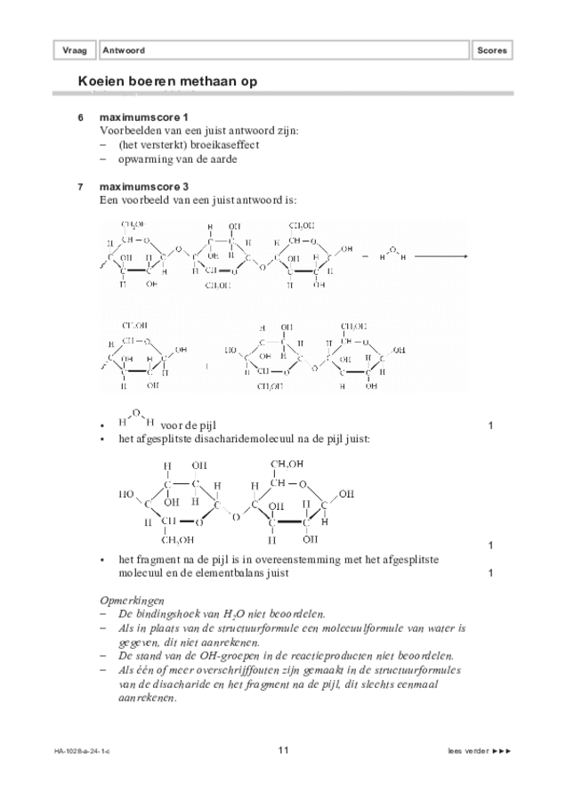 Correctievoorschrift examen HAVO scheikunde 2024, tijdvak 1. Pagina 11