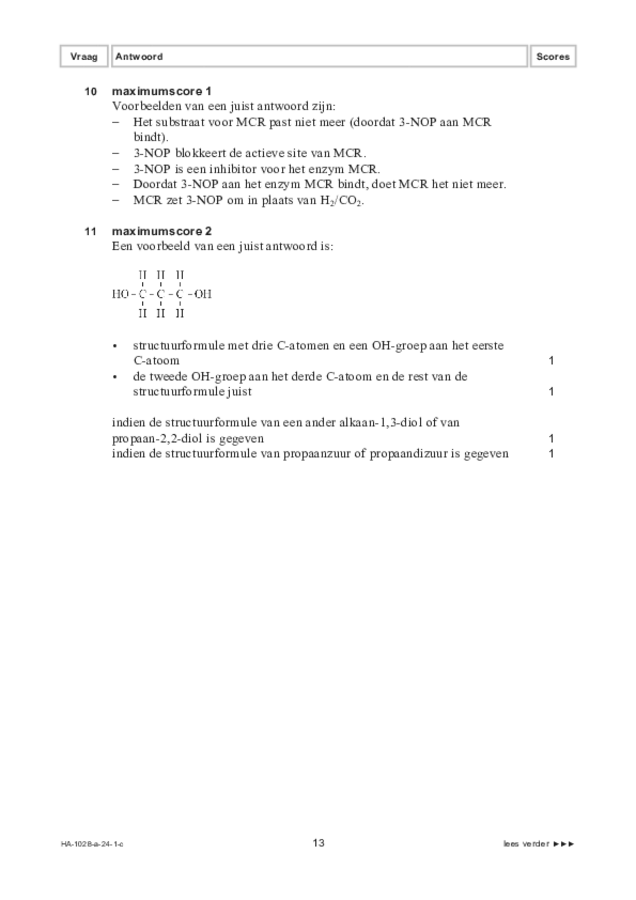 Correctievoorschrift examen HAVO scheikunde 2024, tijdvak 1. Pagina 13